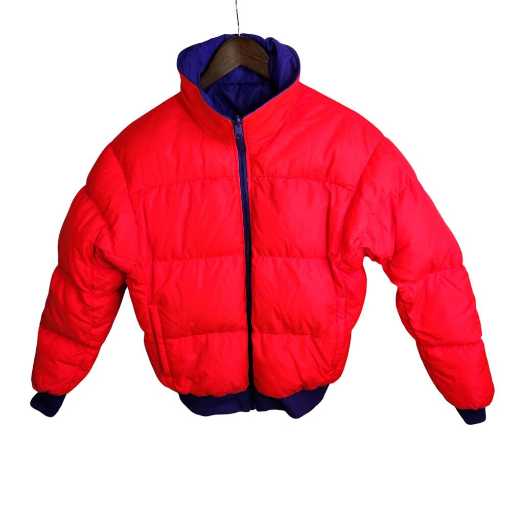 Columbia Vintage Reversible Down Puffer Jacket Men's‎ Medium Purple Coral - Picture 3 of 16